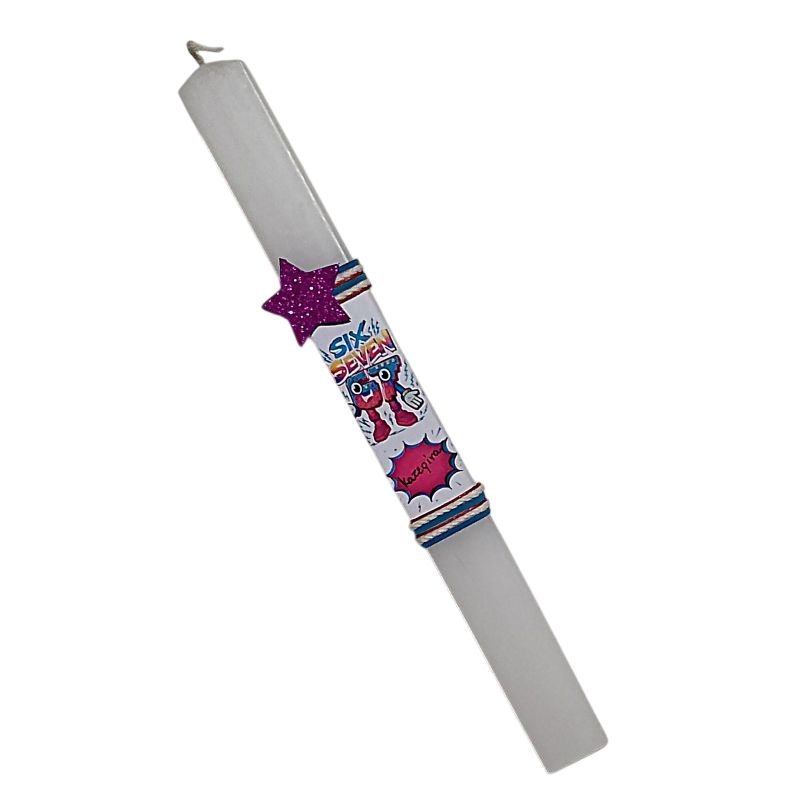 lampada-67-decogem 7-Photoroom Λαμπάδα πλακέ λευκή " 67 " με όνομα ( 30 εκ.) για κοριτσάκια - Image 1