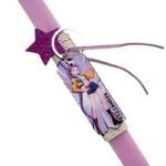 Λαμπάδα πλακέ λιλά με μπρελόκ RUMI- K POP HUNTRIX με όνομα ( 30 εκ.) - Image 2