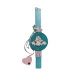 Λαμπάδα πλακέ βεραμαν με κρεμαστό διακοσμητικό με μονόκερο και όνομα ( 30 χ 3 εκ.) - Image 3