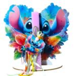 Λαμπάδα Stitch με ξύλινο μαγνητάκι - διακοσμητικό και πλάτη με βάση