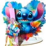 Λαμπάδα Stitch με ξύλινο μαγνητάκι - διακοσμητικό και πλάτη με βάση - Image 5