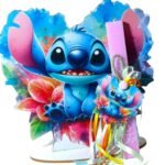 Λαμπάδα Stitch με ξύλινο μαγνητάκι - διακοσμητικό και πλάτη με βάση - Image 3