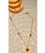 Χειροποίητο ατσάλινο κολιέ με καρδιές και μενταγιόν κόκκινη καρδιά - Image 3