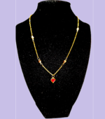 Χειροποίητο ατσάλινο κολιέ με καρδιές και μενταγιόν κόκκινη καρδιά - Image 4