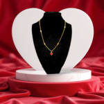 Χειροποίητο ατσάλινο κολιέ με καρδιές και μενταγιόν κόκκινη καρδιά - Image 2