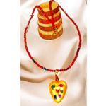 Χειροποιητο κολιε <> με κρυσταλλικες χαντρες και μενταγιον καρδια απο πολυμερη πηλο