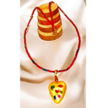 Χειροποιητο κολιε <> με κρυσταλλικες χαντρες και μενταγιον καρδια απο πολυμερη πηλο