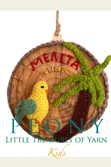 Χειροποίητα διακοσμητικό καδρακι με πλεκτο παπαγαλακι