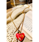 Χειροποιητο Κολιε -Καρδια- με φυσικα λουλουδια και gliter σε καρδια απο υγρο γυαλι. - Image 7