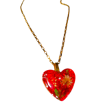 Χειροποιητο Κολιε -Καρδια- με φυσικα λουλουδια και gliter σε καρδια απο υγρο γυαλι. - Image 5