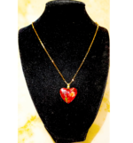 Χειροποιητο Κολιε -Καρδια- με φυσικα λουλουδια και gliter σε καρδια απο υγρο γυαλι. - Image 2