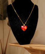 Χειροποιητο Κολιε -Καρδια- με φυσικα λουλουδια και gliter σε καρδια απο υγρο γυαλι. - Image 4