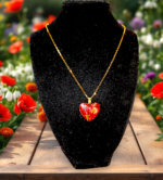 Χειροποιητο Κολιε -Καρδια- με φυσικα λουλουδια και gliter σε καρδια απο υγρο γυαλι. - Image 6