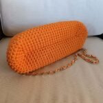 Πορτοκαλί πλεκτή τσάντα clutch με μεταλλικό έλασμα (snap) - Image 3
