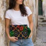Χειροποίητο τσαντάκι χειρός φάκελος, πολύχρωμο, αδιάβροχο
