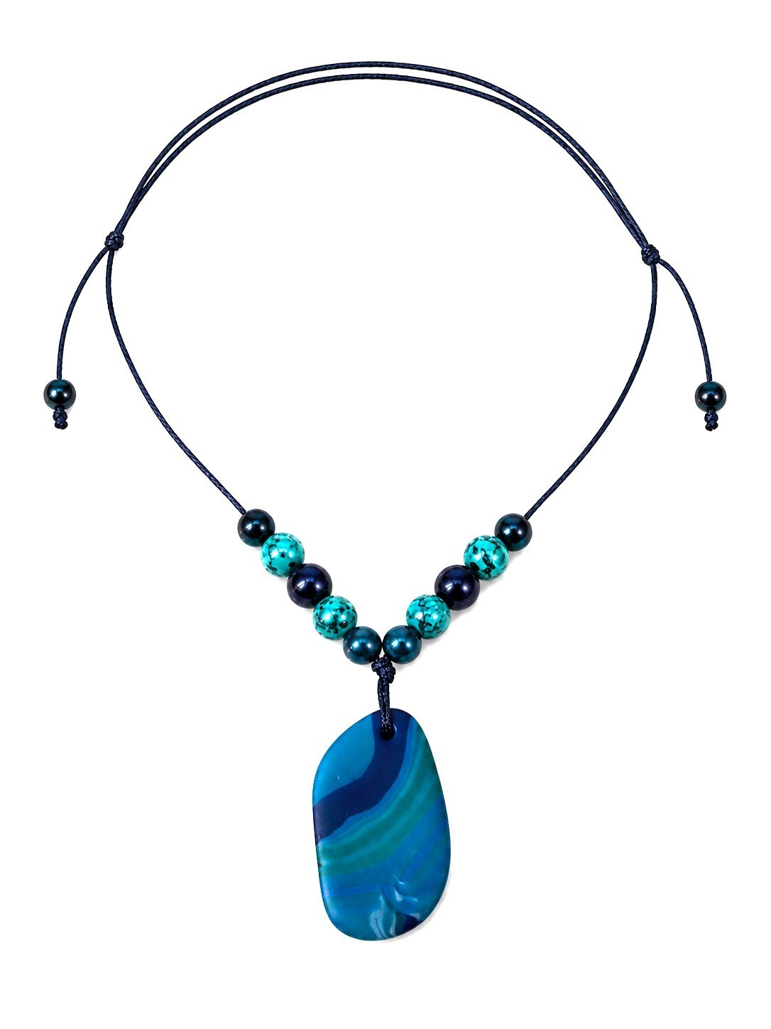 NECKLACE SEA 1 Γυναικείο χειροποίητο αυξομειούμενο κολιέ από πολυμερή πηλό και χαολίτη.
