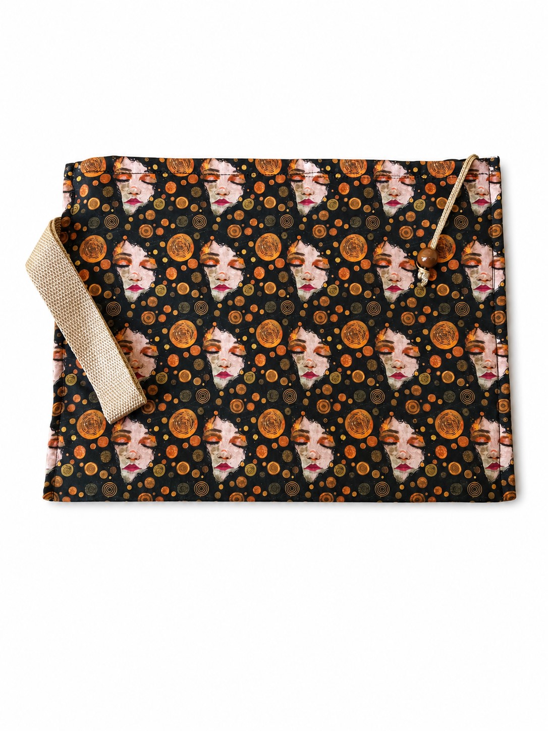 HANDBAG FACES 4.5 Χειροποίητη τσάντα χειρός φάκελος από ύφασμα.