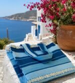 Τσάντα tote χειροποίητη σε μπλε αποχρώσεις - Image 5