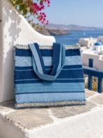 Τσάντα tote χειροποίητη σε μπλε αποχρώσεις - Image 4