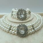 ‘’ Imperial Pearl’’ Ασημί Σετ Τσόκερ & Βραχιόλι με Πέρλες και Κρύσταλλα