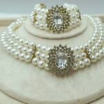 ‘’ Imperial Pearl’’ Χρυσό Σετ Τσόκερ & Βραχιόλι με Πέρλες και Κρύσταλλα