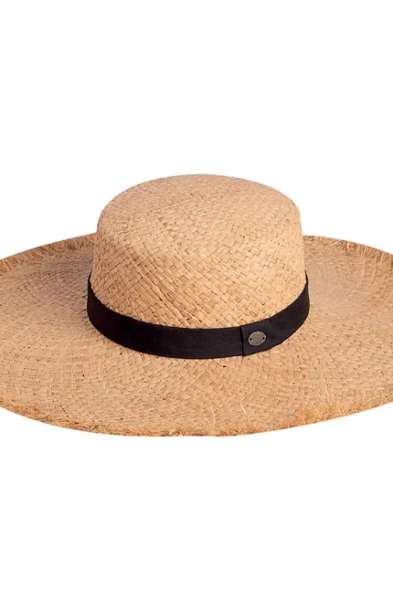 Γυναικείο καπέλο ήλιου Morticia Raffia Καπέλο ‘Ηλιου | Karfil Hats Black Capelo