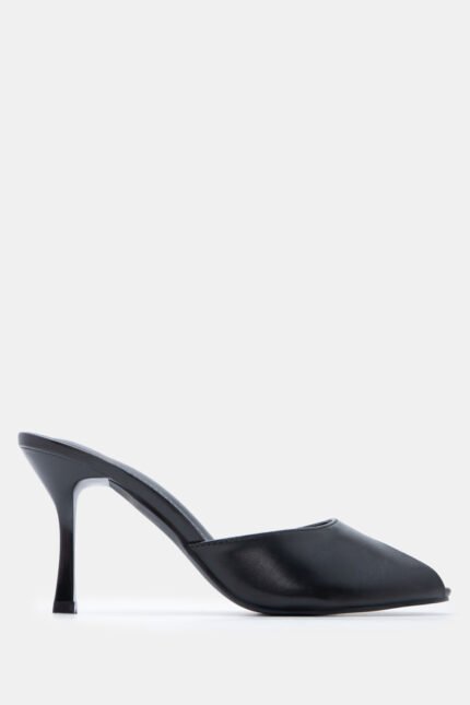 Γυναικεία mules Mules Peep Toe με Τακούνι – Μαύρο LUIGI