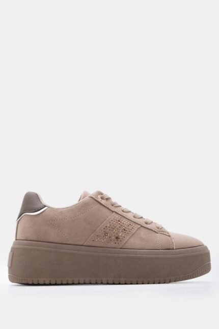 Γυναικεία sneakers Sneakers με Διακοσμητικό Strass – Μπεζ-Σκούρο LUIGI – εικόνα 2