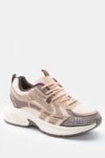 Γυναικεία sneakers Sneakers σε Συνδυασμό Χρωμάτων & Strass – Μπεζ-Σκούρο LUIGI – εικόνα 4
