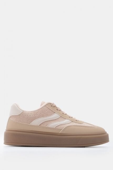 Γυναικεία sneakers Sneakers σε Συνδυασμό Χρωμάτων & Υλικών – Μπεζ-Σκούρο LUIGI – εικόνα 2