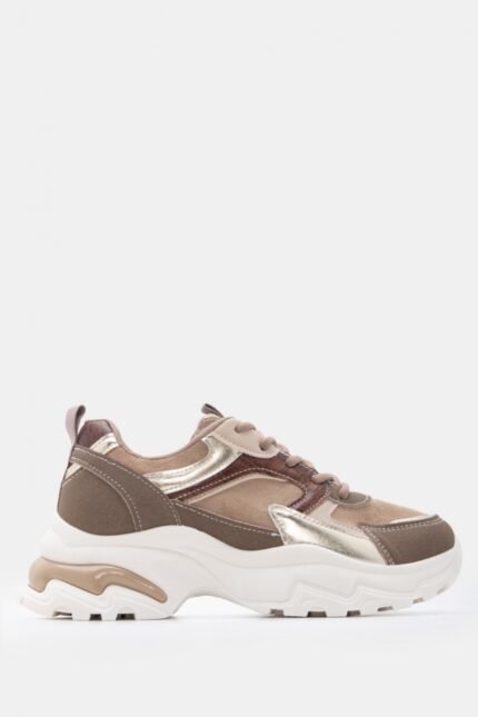Γυναικεία sneakers Sneakers σε Συνδυασμό Χρωμάτων & Υλικών – Μπεζ-Σκούρο LUIGI – εικόνα 2