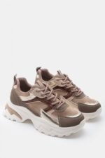 Γυναικεία sneakers Sneakers σε Συνδυασμό Χρωμάτων & Υλικών – Μπεζ-Σκούρο LUIGI – εικόνα 3