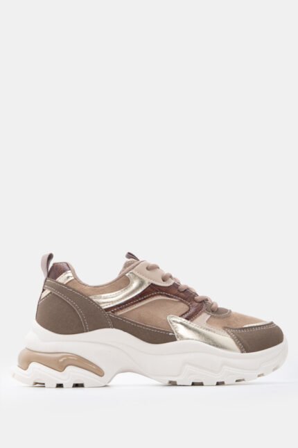 Γυναικεία sneakers Sneakers σε Συνδυασμό Χρωμάτων & Υλικών – Μπεζ-Σκούρο LUIGI