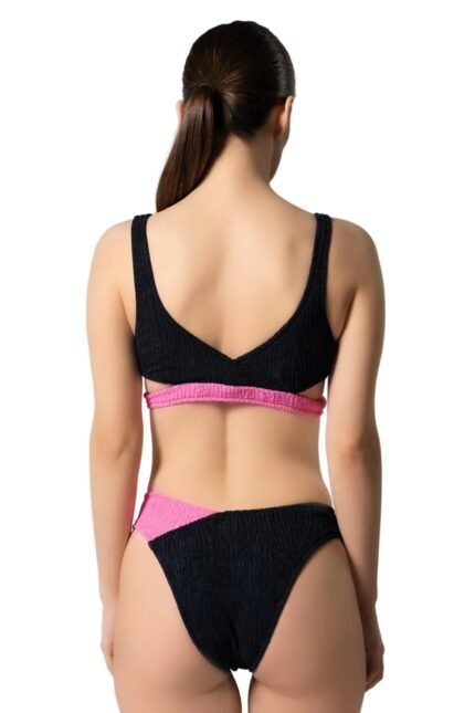 Μαγιό Bikini Bella Black/Pink Crinkle ρούχο της Zebras & Libras – εικόνα 2