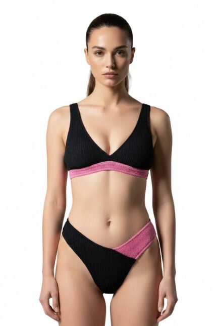 Μαγιό Bikini Bella Black/Pink Crinkle ρούχο της Zebras & Libras