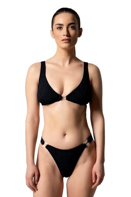 Μαγιό Bikini Evelyn Black Crinkle ρούχο της Zebras & Libras