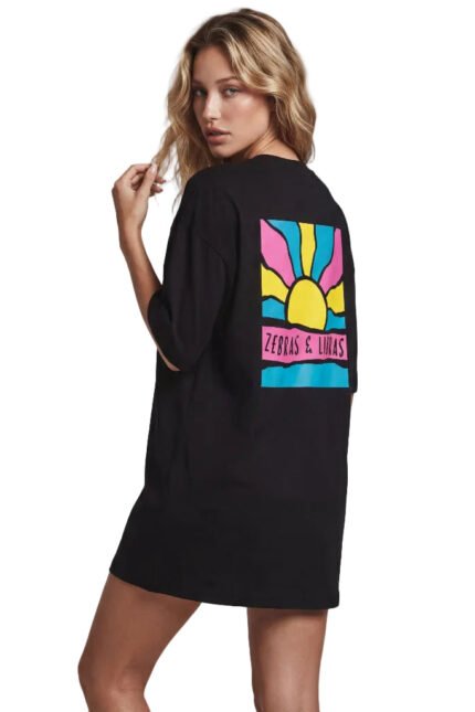 T-shirt Sun Oversized Black ρούχο της Zebras & Libras