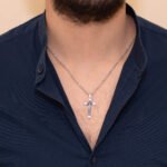 Αντρικός Σταυρός απο Λευκό & Μαύρο Χρυσό Κ14 με Ζιργκόν NstNastasia – εικόνα 2