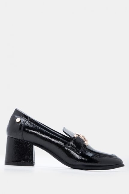 Γυναικεία loafers Γόβες Loafers με Διακοσμητική Αγκράφα – Μαύρο-Λουστρίνι LUIGI – εικόνα 2