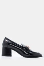Γυναικεία loafers Γόβες Loafers με Διακοσμητική Αγκράφα – Μαύρο-Λουστρίνι LUIGI