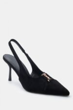 Γυναικεία slingback Γόβες Μυτερές Slingback με Μεταλλική Λεπτομέρεια – Μαύρο LUIGI – εικόνα 3