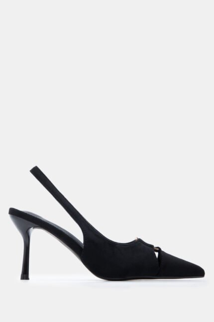 Γυναικεία slingback Γόβες Μυτερές Slingback με Μεταλλική Λεπτομέρεια – Μαύρο LUIGI