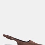 Γυναικεία slingback Γόβες Μυτερές Slingback με Τόκα – Καφέ Σκούρο LUIGI