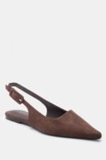 Γυναικεία slingback Γόβες Μυτερές Slingback με Τόκα – Καφέ Σκούρο LUIGI – εικόνα 3