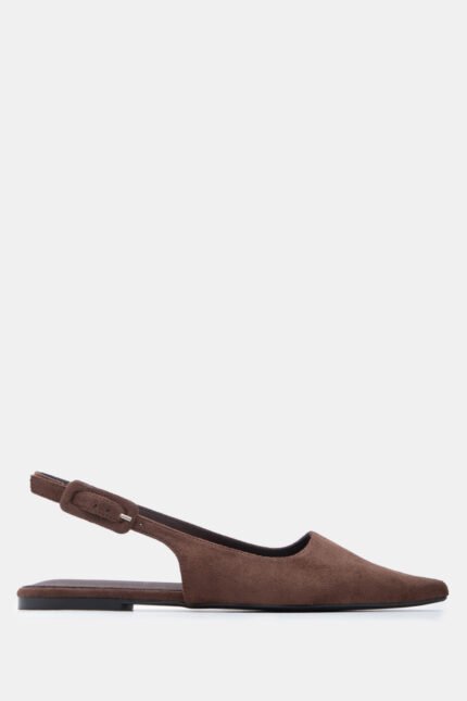Γυναικεία slingback Γόβες Μυτερές Slingback με Τόκα – Καφέ Σκούρο LUIGI