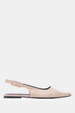 Γυναικεία slingback Γόβες Μυτερές Slingback με Τόκα – Μπεζ-Σκούρο LUIGI