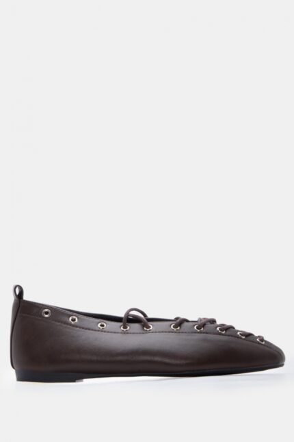 Γυναικεία παπούτσια Μπαλαρίνες Lace Up – Καφέ LUIGI – εικόνα 2