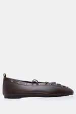 Γυναικεία παπούτσια Μπαλαρίνες Lace Up – Καφέ LUIGI