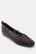 Γυναικεία παπούτσια Μπαλαρίνες Lace Up – Καφέ LUIGI – εικόνα 3
