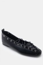 Γυναικεία παπούτσια Μπαλαρίνες Lace Up – Μαύρο LUIGI – εικόνα 3